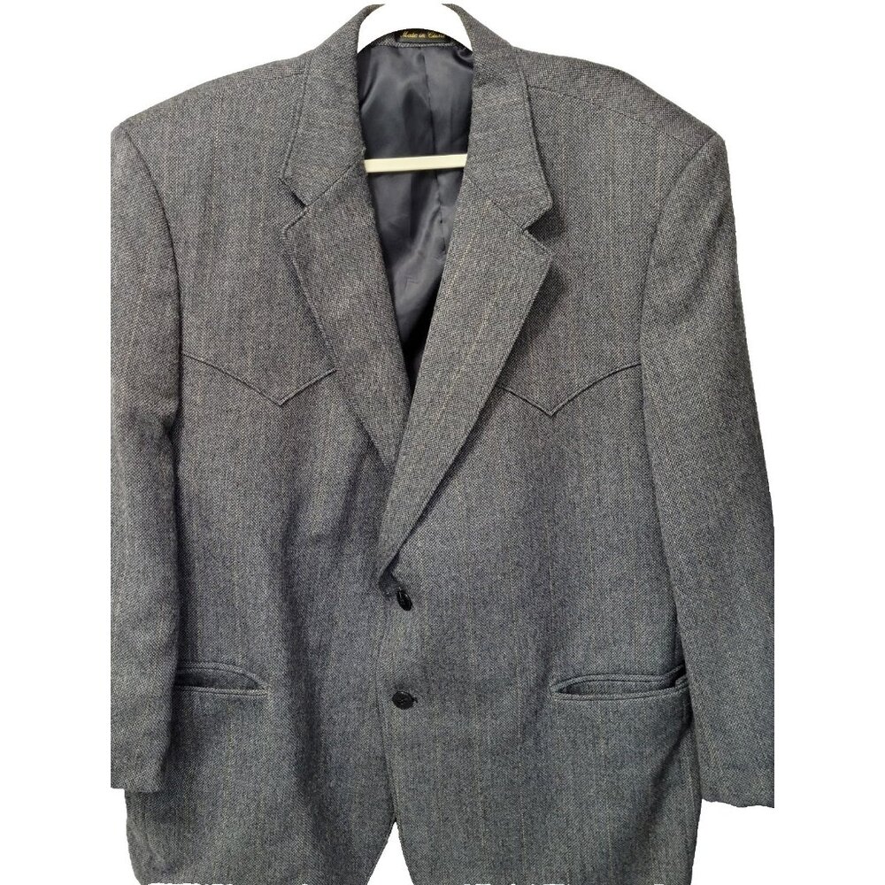 Circle S 50R Black‎ Tweed Western Wear Men's Blazer Sport Coat Suit Jacket